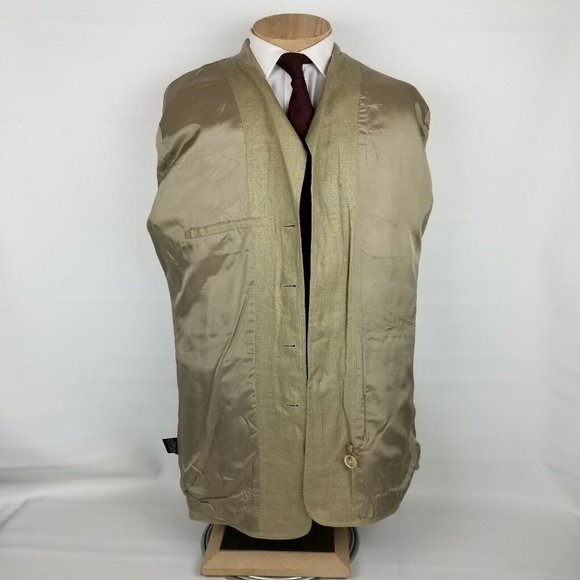 New Jospeh Abboud Baja Mens Jacket Pure Linen Tan - Picture 8 of 12